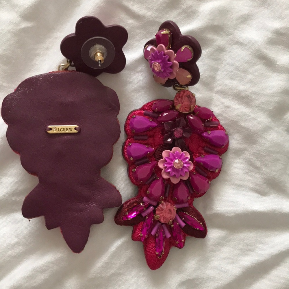 J. Crew pink floral statement earrings